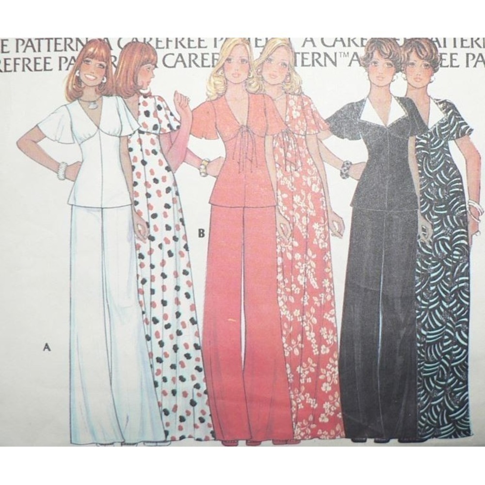 Vintage McCall's Sewing Pattern #4248 Dress Top Wide-Leg Pant Size 12 Cut 1974